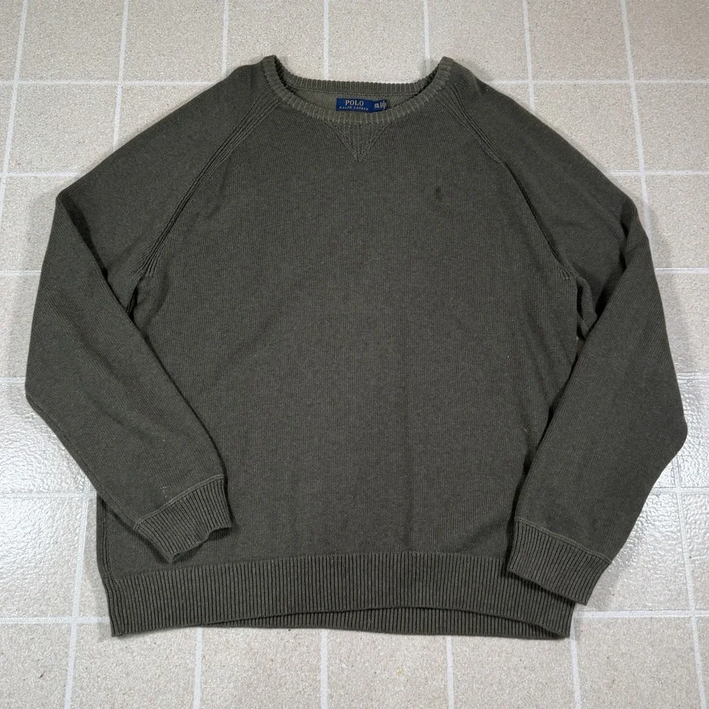 Vintage Polo Ralph Lauren Sweater Men's Size 2XL Green Pony Logo Knit Preppy